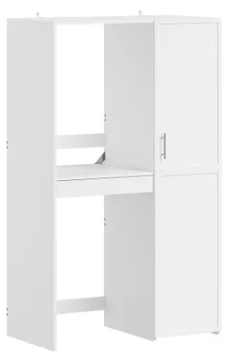 SoBuy Waschmaschinen-Schrank BZR231-W mit Türen und Schublade, weiß, moderner Hochschrank