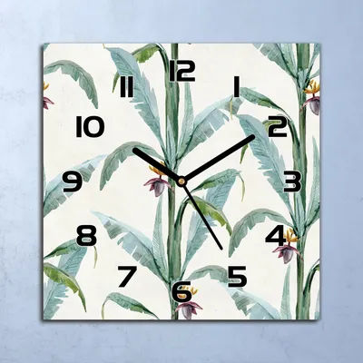 Produktbild von Wanduhr Echt-Glas-Küchenuhr Tropische Sträucher Quarz 30x30 Deko Bilder
