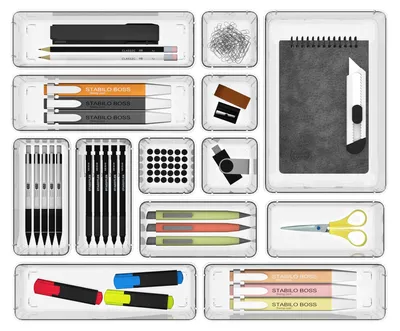 Schubladen-Organizer-Set, 14-teilig, transparent, 4 Größen, Kunststoff