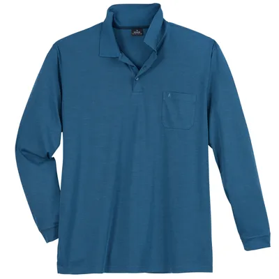 Produktbild von Ragman Softknit Langarm-Polo XXL türkisblau melange