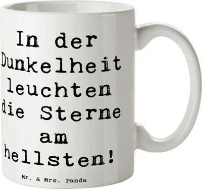 Produktbild von Mr. & Mrs. Panda Kaffeetasse Spruch Angst vor Dunkelheit überwinden - Weiß - Geschenk, Kaffeebecher, Trostspende, Mutmacher, Unterstützung bei Ängsten, Zuversicht, Trost
