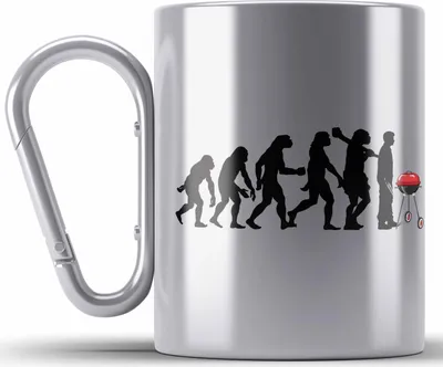 Produktbild von Trendation - Grillen Herzschlag Geschenk Edelstahl Tasse Karabiner Sommer Karabiner Edelstahl Tasse Karabiner Edelstahl Becher Vatertag Geschenkidee Steak Fleisch Fans (Silber)