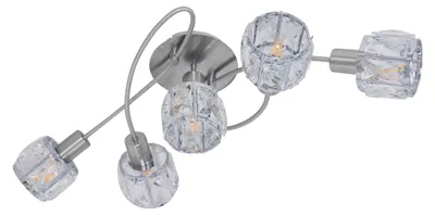 Produktbild von Deckenleuchten - 5er-LED-Deckenleuchte E14 "JOSEFA", Deckenlampe im Retro Style, aus Metall und Glas in stahl-blank, 61 x 36 x 21 cm, E14-Fassung