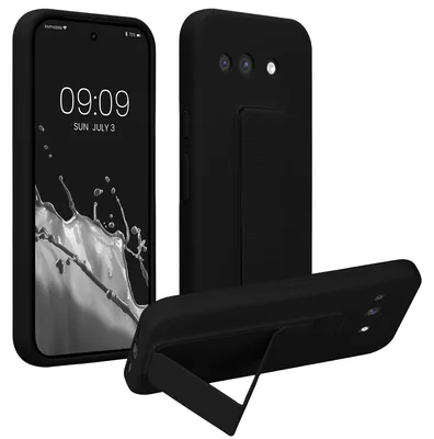 Produktbild von kwmobile Handyhülle für Google Pixel 10a Hülle - TPU Silikon Case mit Fingerhalter und Stand - Schutzhülle Cover in Schwarz