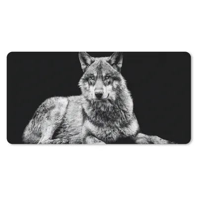 Produktbild von MuchoWow® Mauspad Mousepad Wildlife - Wolf - Schwarz - Weiß 60x30 cm - Mousepads - Maus Mat - Pad - Mausunterlage - Nachhaltig