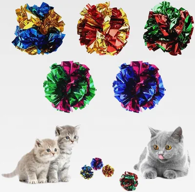Produktbild von 20 Stück Bunte Katze Spielzeug Bälle, 6 cm Crinkle Balls Spielzeug für Katzen, Bunte Crinkle Bälle, Kätzchen Spielzeug Interaktives, Knisternde Bälle für Katze Hunde Kitty, Zufällige Farbe