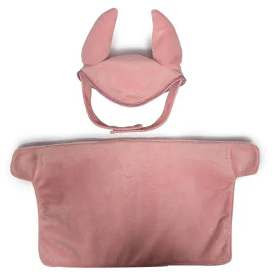 Imagen del producto de ByASTRUP – Funda y orejeras para caballo de juguete, confeccionadas en terciopelo – Color rosa