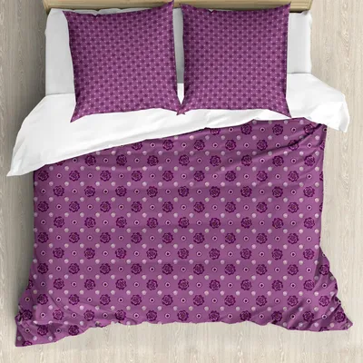 Produktbild von ABAKUHAUS Gedeckte Farben Bettbezug Set, Romantische Muster mit abstrakten Petals Strudel, 155 x 220 cm + 80 x 80 cm, Pale Lila Pale Mauve