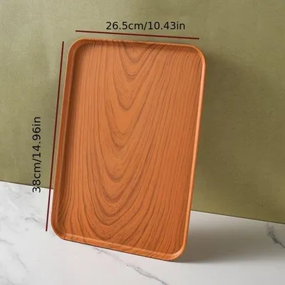 Image de Plateau de service aspect bois, rectangulaire, 38 x 26,5 cm