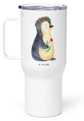 Produktbild von Mr. & Mrs. Panda Kaffee-to-go-Becher Pinguin Blumen - Weiß - Geschenk, Blumenliebe, Wünsche, thermosbecher, Teebecher, Teetasse, Geschenkidee, To-Go-Becher, Selbstliebe