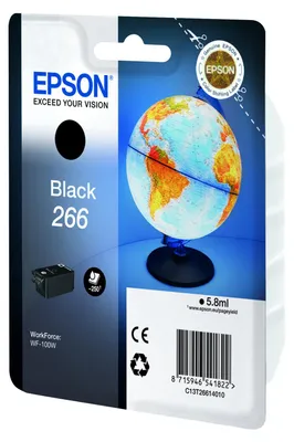 Produktbild von Epson Globe 266 Globus Single Black Tinte, Schwarz, Tinte auf Pigmentbasis, 5,8 ml, 1 Stück(e), 250 Seiten