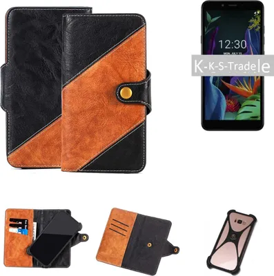Produktbild von K-S-Trade Handyhülle Schutzhülle Bookstyle Case Wallet-Case kompatibel mit OnePlus 7 Pro Handy Cover Bumper Klapphülle schwarz hellbraun 1x