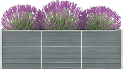 Obrázok produktu pre vidaXL Pozinkovaná oceľová vyvýšená posteľ 240x40x77 cm Sivá