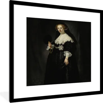Produktbild von MuchoWow® Gerahmtes Poster Das Eheporträt von Oopjen Coppit - Rembrandt van Rijn 40x40 cm - Poster mit Schwarzem Bilderrahmen Wandposter Rahmen Foto Bilder - Poster - Plakat im Rahmen