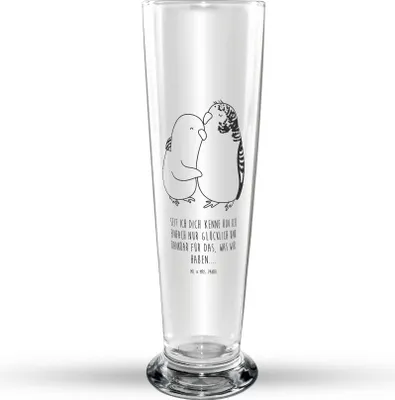 Produktbild von Mr. & Mrs. Panda Bierglas Wellensittich Liebe - Transparent - Geschenk, Freundin, Nähe, Bierbecher, Glasbecher, glücklich, Bier Glas, Trinkglas, Umarmen, Verknallt