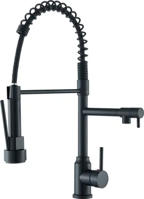 Produktbild von Küchenarmatur, flexibler Ausziehbrause, 360° Drehung, Schwarz