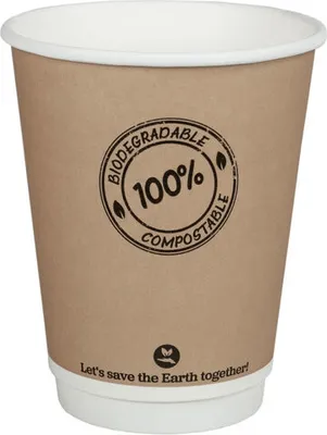 Produktbild von 25x  Doppelwandbecher CoffeeToGo PLA bis 100°C  | 300ml Ø9cm