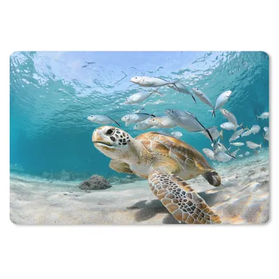 Produktbild von MuchoWow® Schreibtischunterlage Schildkröte - Fisch - Meer 60x40 cm - XXL Mauspad - Großes Mauspad