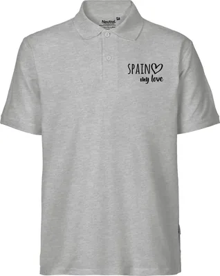 Produktbild von Huuraa Herren Polo Shirt Spain my love L Sport Grey Bio Baumwolle Fairtrade Poloshirt Geschenkidee
