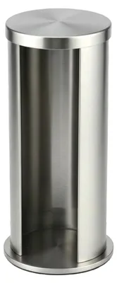 Image de Distributeur de cotons démaquillants en acier inoxydable, modèle rond, pour organiser et ranger les cotons démaquillants. Récipient pour cotons de maquillage