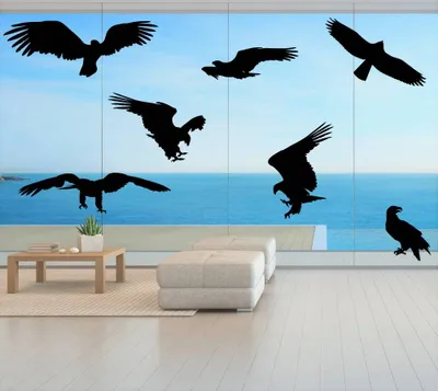 Produktbild von Fenster Aufkleber Fensterbild Vögel Warnvögel Adler 25 cm Farbe schwarz