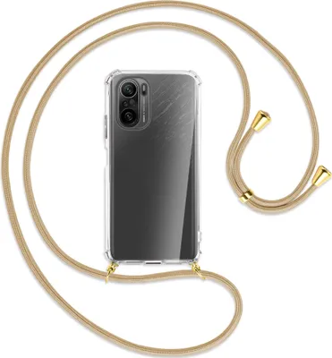 Produktbild von Handykette Backcover-Schutzhülle mit Band (Metall goldfarben) für Xiaomi Mi11i / Poco F3 (Pro), Redmi K40 - caramel