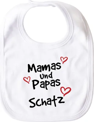 Produktbild von Baby Lätzchen mit Spruch Mamas und Papas Schatz Herz-Motive Baumwolle Junge/Mädchen SpecialMe® weiß 56/62 (1-3 Monate)