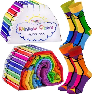 Produktbild von Rainbow Socks Alltagssocken Buntstiftschachtel 2 Paar Lustiges Geschenk Gr.36-40