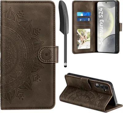 Obrázok produktu pre EASDNB Samsung Galaxy S24 5G Kožené puzdro Flip Wallet Protective Cover Brown