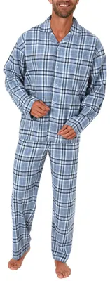 Produktbild von Herren Flanell Pyjama Schlafanzug langarm zum durchknöpfen -  202 101 15 602 ; hellblau , 58