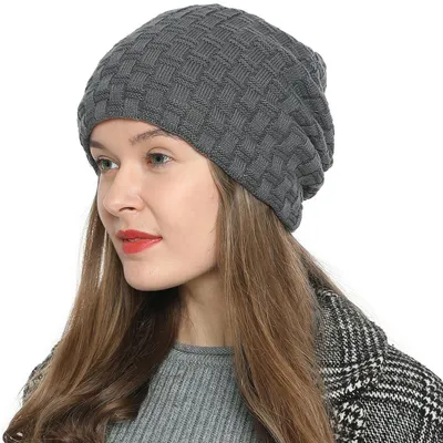 Produktbild von DonDon Damen Slouch Beanie Wintermütze mit sehr weichem Innenfutter - grau