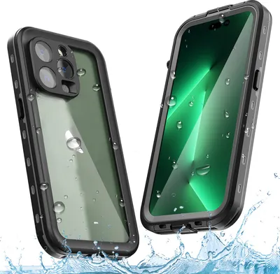 Image de Etui étanche pour iPhone 14 Pro Max, étanche à la poussière et à la neige, étui de protection complet IP68 avec protecteur d'écran intégré noir