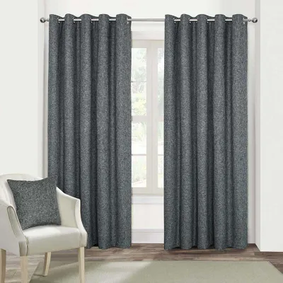 Produktbild von HOMESCAPES Verdunklungsgardinen mit Ösen dunkelgrau 2 Stück Boucle - 167 x 228 cm