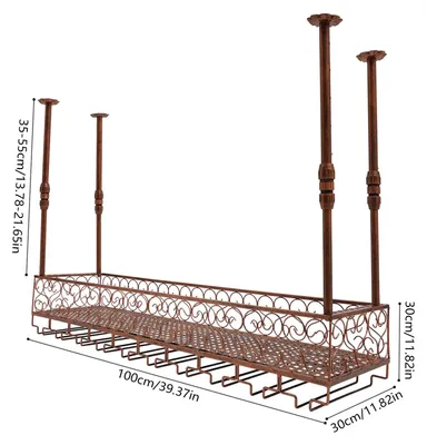 Image de Étagère murale pour bouteilles de vin - Rangement suspendu pour bouteilles - Avec supports pour verres - Pour bouteilles de vin et verres à vin - Idéal pour la cuisine et le bar à la maison