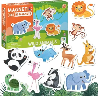 Produktbild von Wilde Tiere Magnet Set 15 Stück Bunte, Süsse Magnete