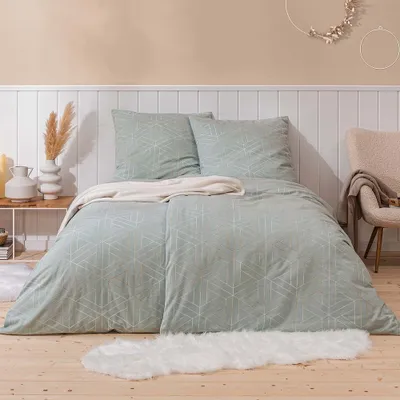 Produktbild von Estella Samt + Seide Flanell Bettwäsche 155x220 Tirolo aquamarin Waben 5465-140