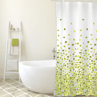 Produktbild von Cotexsa by MSV Premium Anti-Schimmel Textil Duschvorhang - Anti-Bakteriell, waschbar, 100% wasserdicht, mit 12 Duschvorhangringen - Polyester, „Brest“ Grün 180x200cm –  Spain