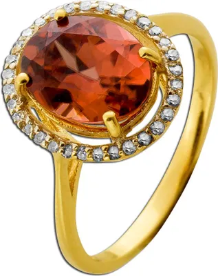 Produktbild von Morganit Ring Gold 375 9K orangener Edelstein 3.3ct Diamanten 0.32ct 18