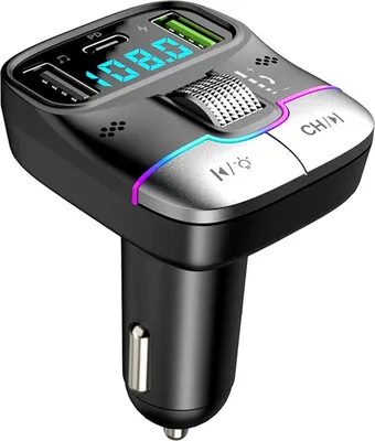 Produktbild von Bluetooth FM Transmitter,KFZ Bluetooth Adapter,Auto Radio FM Transmitter mit 3 USB Anschlüsse,Freisprechen,Unterstützt USB-Stick & TF Karte
