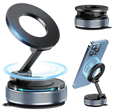 Produktbild von Smartphone Halterung, Verstellbare Armhöhe 20 cm, 360° Drehung, N55 Magnetstärke, Universelle Kompatibilität, Vakuum-Saugfuß