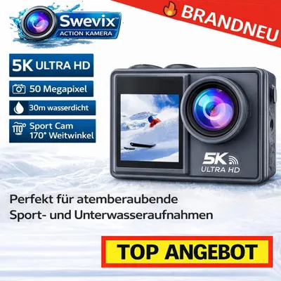 Produktbild von Swevix™ Action Kamera 5K Ultra HD 50MP WiFi 30m Wasserdicht 170° Servix SportCam