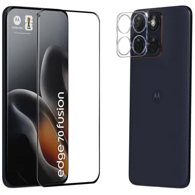 Obrázok produktu pre 1-balenie Motorola Edge 70 Fusion Ochranné sklo na displej & 1-balenie ochrana objektívu - Tvrdené sklo 9H - Super kvalita 3D
