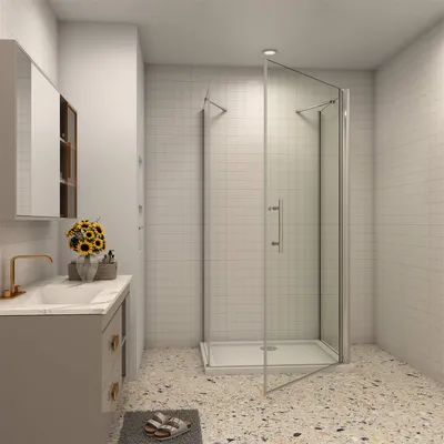 Produktbild von 90x90cm 185cm 6mm Duschtür U-Form Duschkabine Drehtür ESG Nano Glastür
