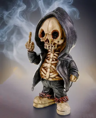 Produktbild von Kremers Schatzkiste Grimreaper Mittelfinger Figur 16cm Lustige Sensenmann Statue