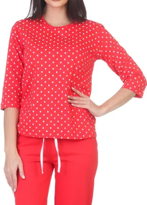 Produktbild von Damen langarm Schlafanzug Oberteil Pyjama Mix & Match – ideal zu kombinieren ; punkte_pink , 48