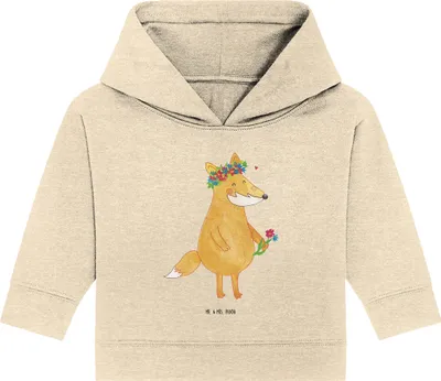 Produktbild von Mr. & Mrs. Panda Organic Baby Hoodie Fuchs Blumen 24. - 36. Monat - Natural Raw - Geschenk, Boho, Blumenliebe, Kapuzenshirt, Ich, Freude, Liebe, Kapuzensweatshirt