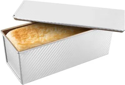 Zdjęcie produktu dla Forma do pieczenia chleba z pokrywką - aluminium - 34 x 13,5 x 12 cm - z powłoką nieprzywierającą - idealna do pieczenia domowego chleba