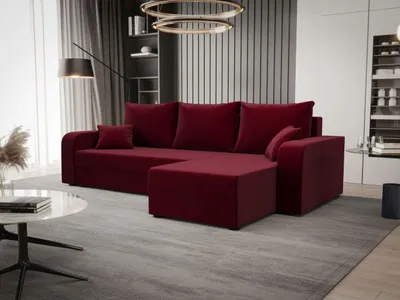 Produktbild von BEDANTE ECKSOFA HEWLET L BIS Itaka 34 Rechts Dunkelrot mit Schlaffunktion L-Form Sofa mit Stauraum Bettkasten Wohnzimmersofa Couch Sofa Bettsofa Bettkasten Bettcouch