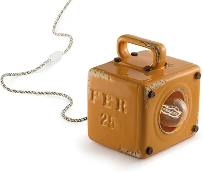 Produktbild von Vintage Industrial Cubic Eisen Keramik Gelb 1 Licht E27