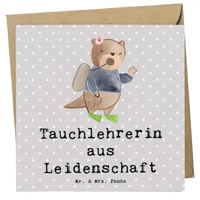 Produktbild von Mr. & Mrs. Panda Glückwunschkarte Tauchlehrerin Leidenschaft - Grau Pastell - Geschenk, faltkarte, Grußkarte, doppelkarte, Klappkarte, anlasskarte
